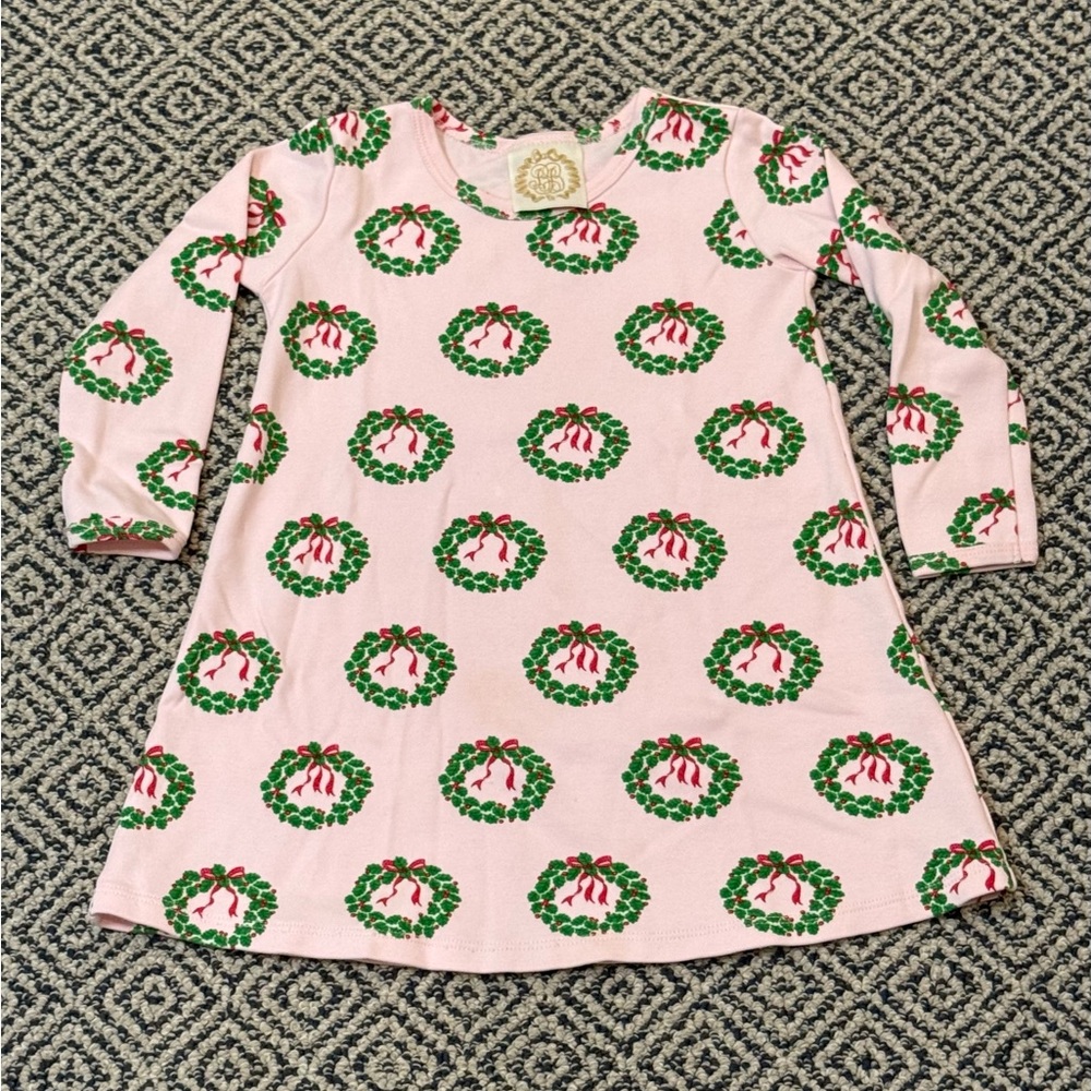 🎉 NWOT 🎉 TBBC Sz 4T Pink Holiday Wreath Long Sleeve Dress